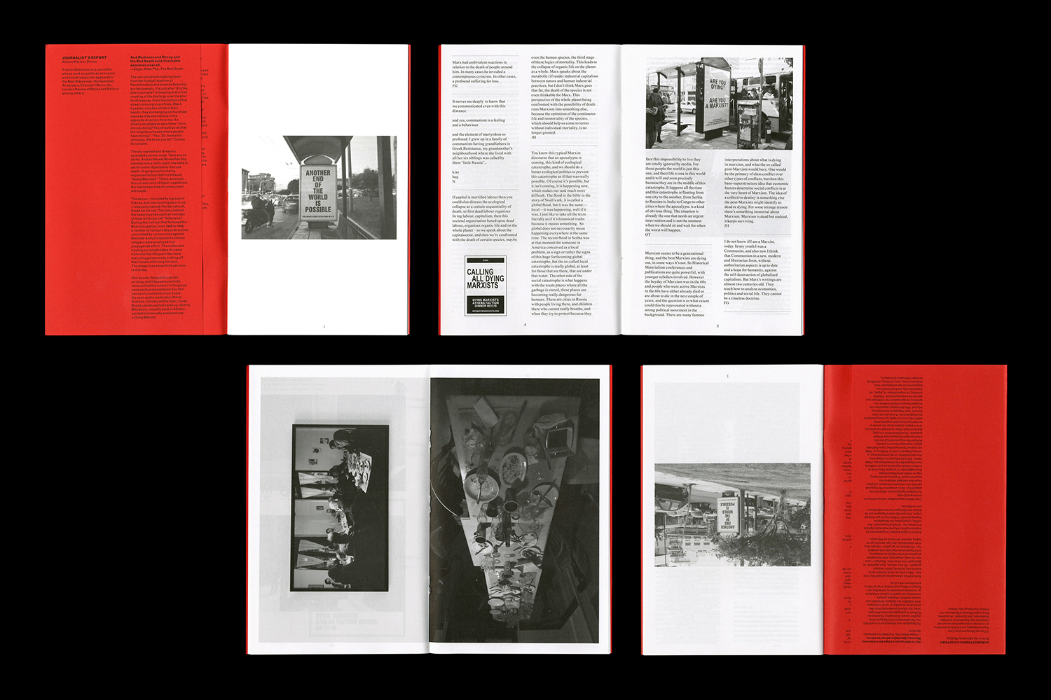 Red booklet, page spreads, Dying Marxists, Quenton Miller, Design, Nicholas Bennett, Varv Varv