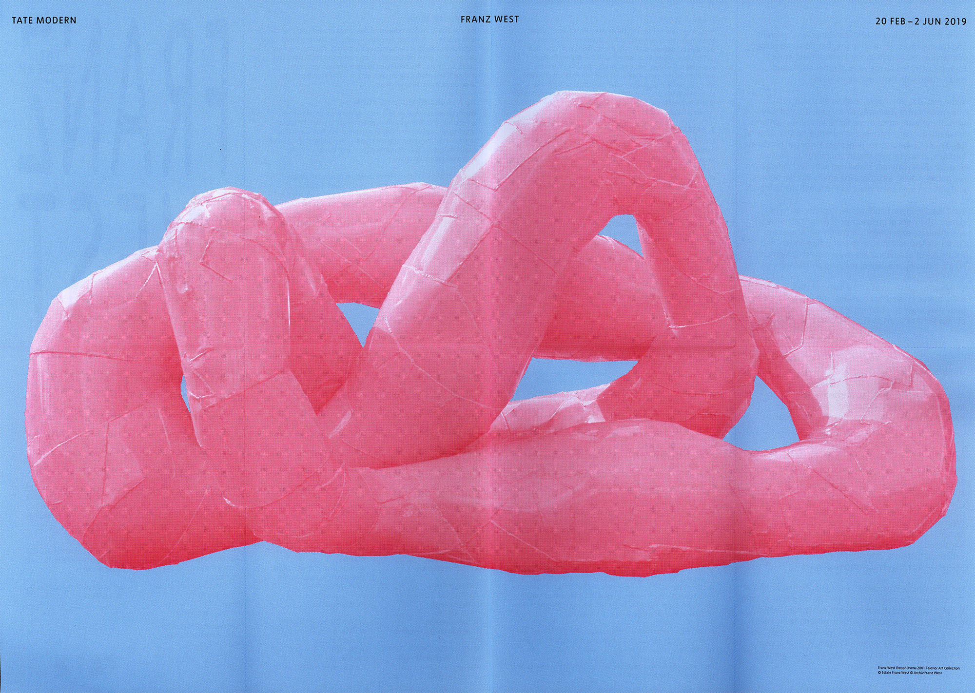 Franz West exhibition poster of a pink sculpture at Tate Modern, Graphic design, Nicholas Bennett