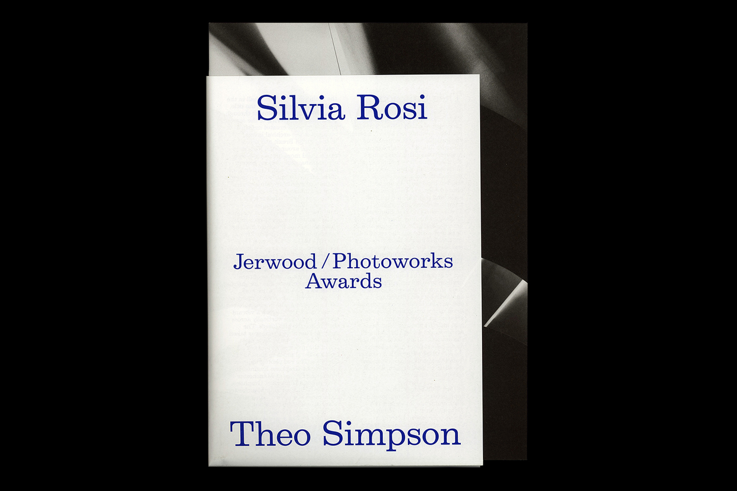 black, white and blue book cover, Jerwood, photoworks, exhibition, design, Nicholas Bennett, Varv,