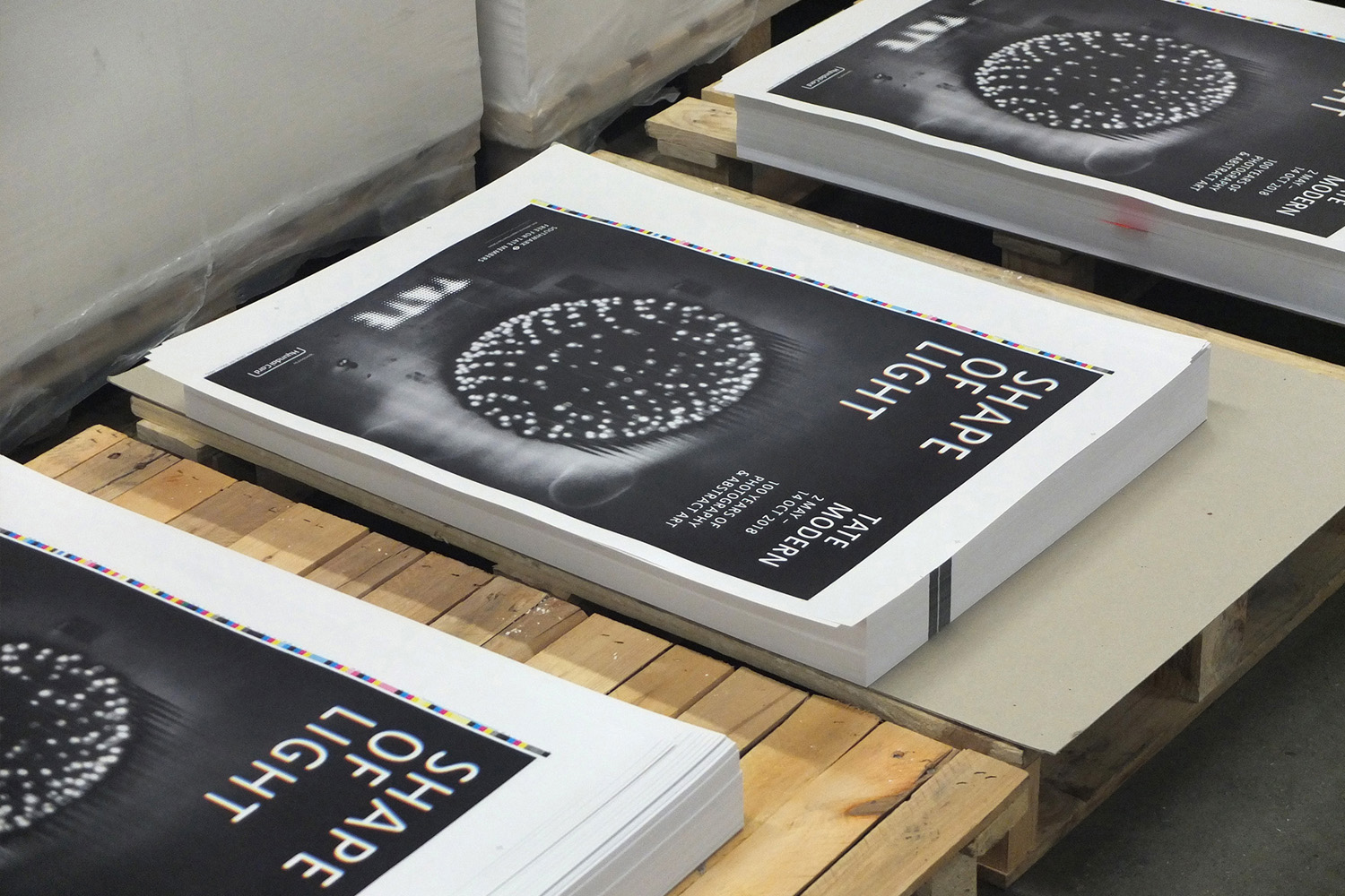 Shape of Light, exhibition poster, on press at Westerham printers, Tate, Nicholas Bennett, Design