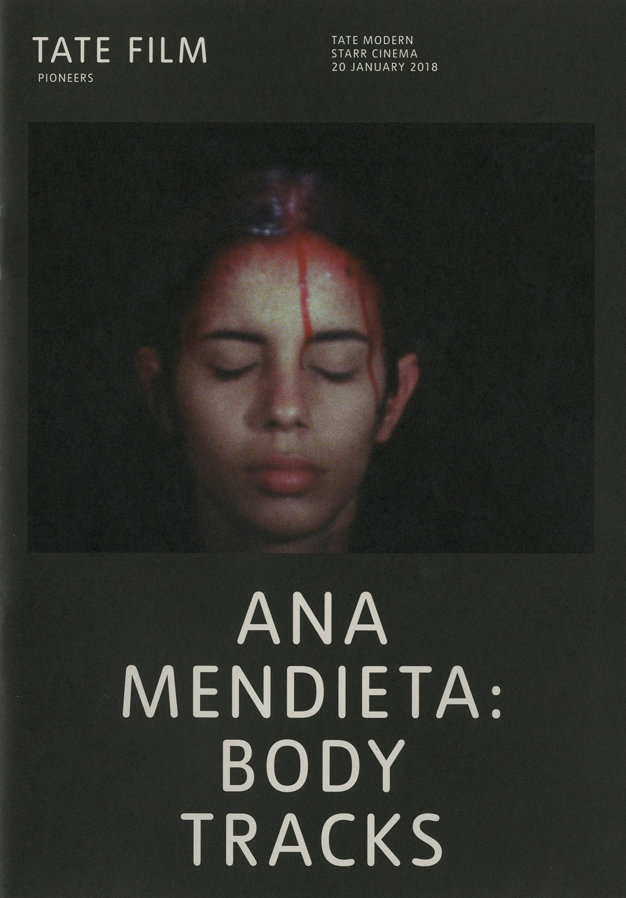 Black book cover design, Film program at Tate Modern, Ana Mendieta, Nicholas Bennett