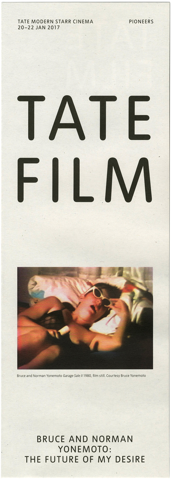 Film Program design, Tate Modern, Bruce and Norman Yonemoto, Film, Nicholas Bennett, Graphic Design