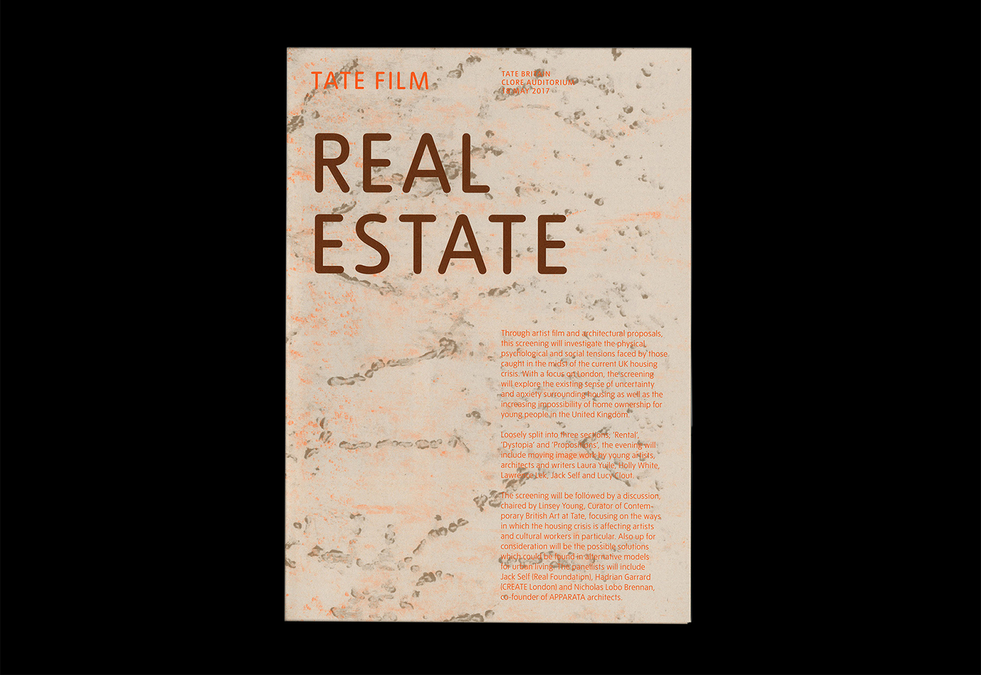 Real Estate, leaflet for the Tate Film Program, Tate Britain, Nicholas Bennett, design