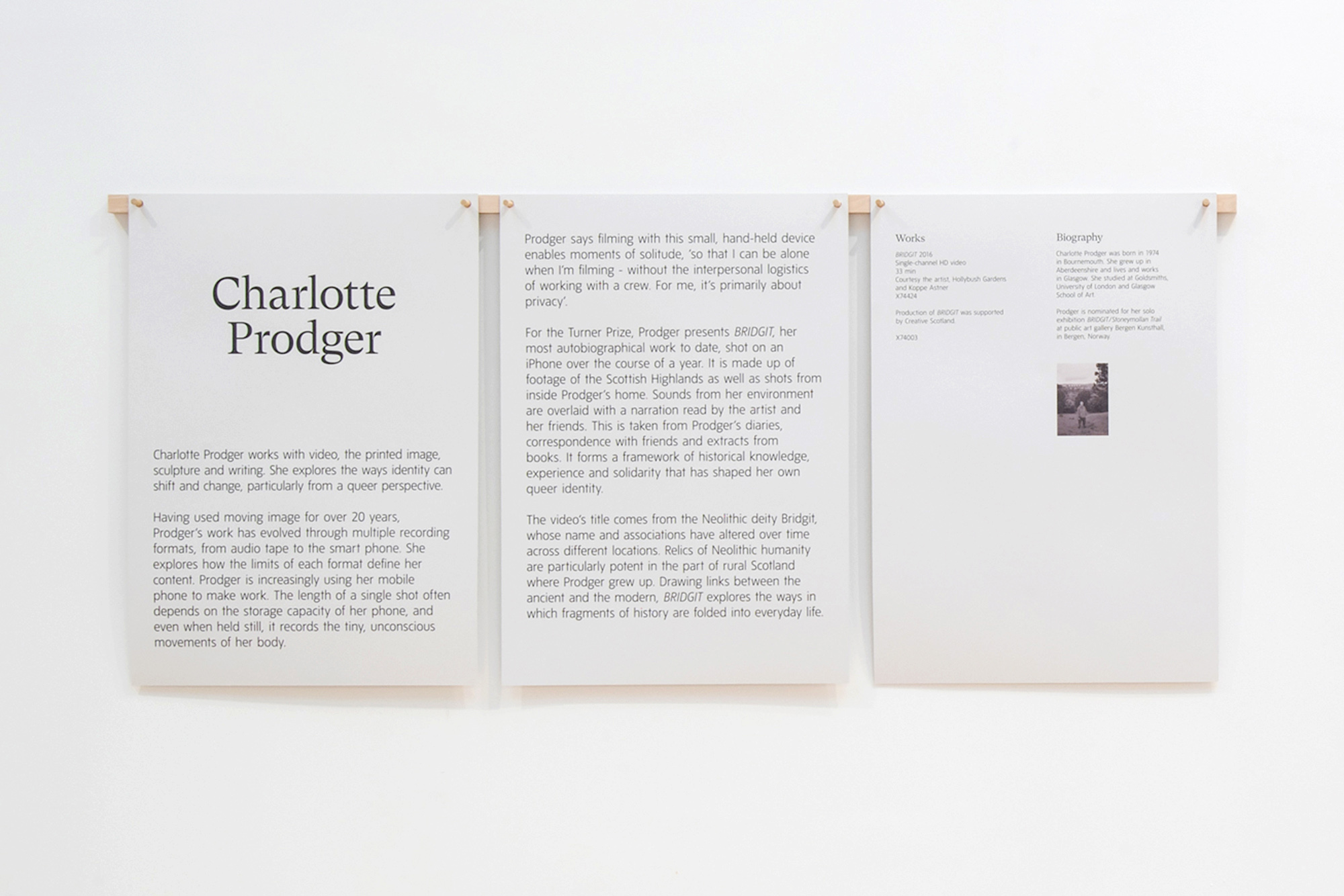 Turner Prize 2018, exhibition wall texts, Charlotte Prodger, Tate Britain, design, Nicholas Bennett