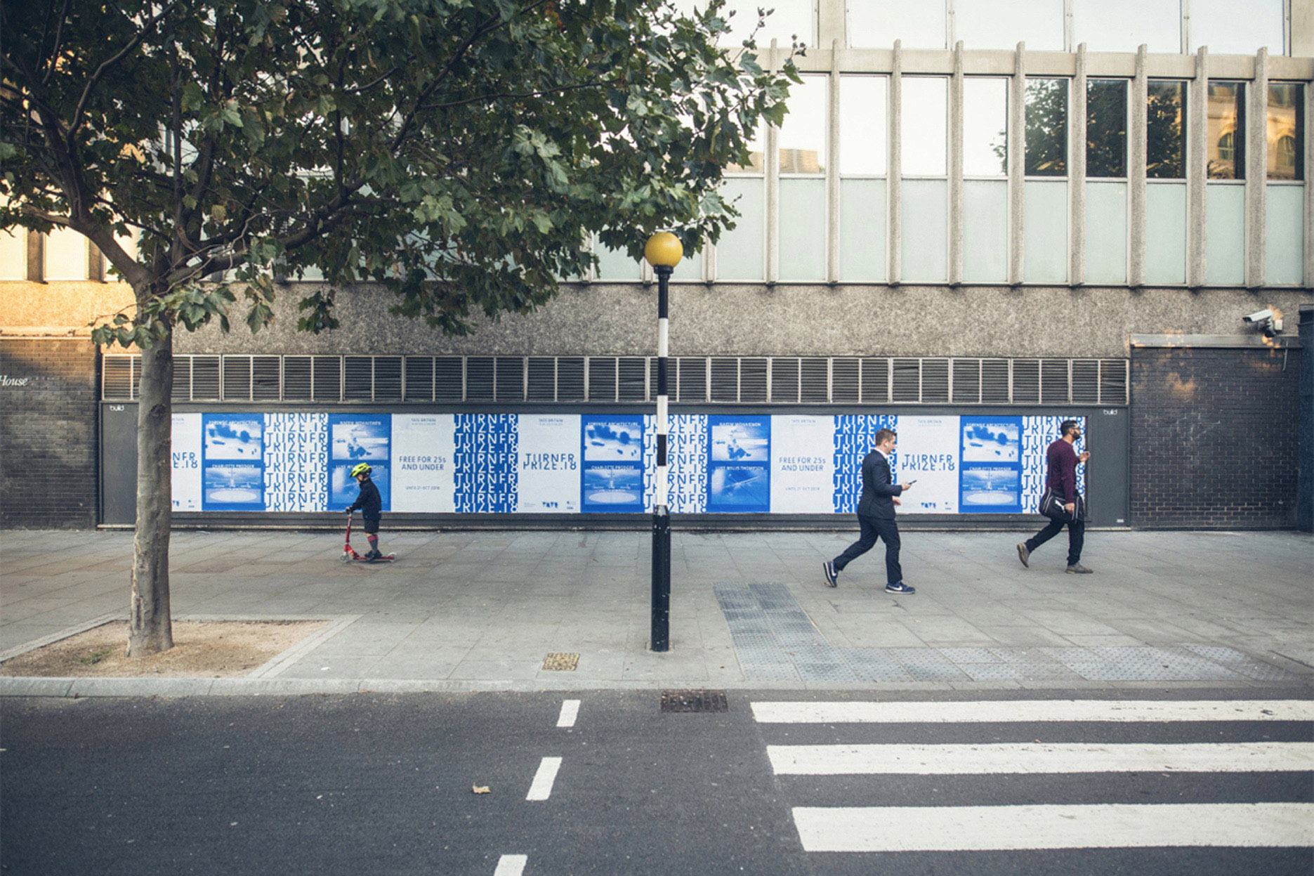 Turner Prize 2018, blue billboard, marketing posters, Tate Britain, graphic Design, Nicholas Bennett